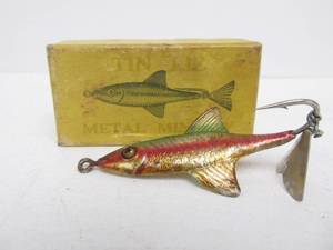 lot 125 image: Nice Condition Old Vintage Arbogast TIN LIZ Metal Minnow Fishing Lure wBox