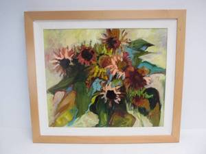 lot 143 image: Framed Signed SIGNE DAVIS Impressionist Still Life Oil on Canvas Painting