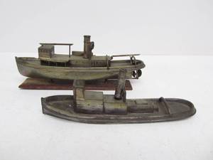 lot 147 image: 2 Heavy Antique Chinese Metal Ship Models
