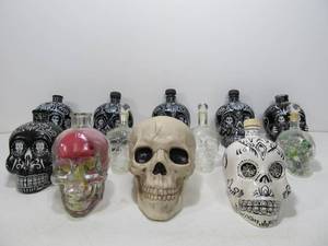 lot 182 image: Large Lot of KAH & other Tequila Skull Bottles 