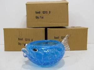 lot 222 image: 3 Brand New Hand Blown Art Glass Fish Bowls