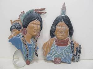 lot 224 image: Excellent Vintage SEXTON Native American Metal Wall Plaques
