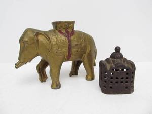 lot 237 image: Orig Antique Cast Iron Coin Banks