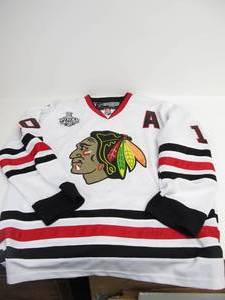 lot 245 image: Nice Reebok PATRICK SHARP Blackhawks Hockey Jersey