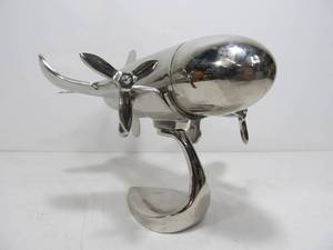 lot 260 image: Signed GODINGER Deco Chrome Airplane Cocktail Shaker