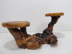 lot 290 image: Burl Wood Double Pedestal Stand