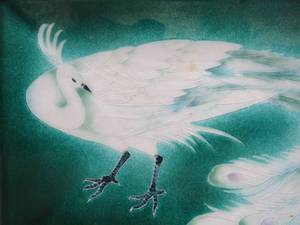 lot 300 image: Vintage Japanese Tutanka Cloisonne Enamel White Peacock