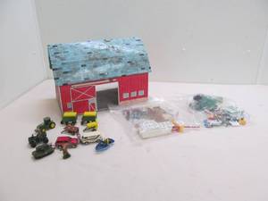 vintage pressed metal barn and accessories