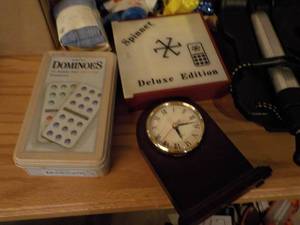 lot 693 image: Games & Curling Iron, Clock, & More