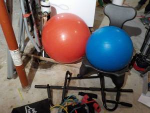 lot 616 image: (2) Exercise Balls, One with Stand...