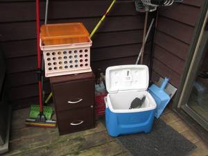 lot 968 image: Cooler, Cleaning Supplies, Electric...