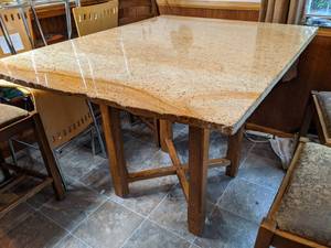 lot 412 image: LIVE EDGE GRANITE TALL TABLE