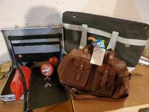lot 609 image: ALUMINUM BREIFCASE, LEATHER SATCHEL. COOLER BAG & MORE