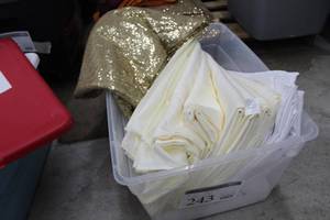 Lot of (13) Tablecloths 90x156 IvoryWhiteGold Sequin