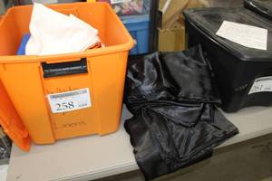 Lot of (45) Tablecloths 90x90 Black SatinRoyal Blue PolyesterWhite PolyesterBurnt Orange SatinSilver SatinBlack&White Damask TaffetaPurple SatinHot Pink SatinHot Pink Crushed TaffetaLime Green Crushed TaffetaLime Green Satin