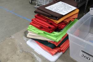 Lot of (22) Banquet Tablecloths CoralForest GreenChampagneLime GreenMint GreenBurgundyRedBurnt OrangeOrangeBrown