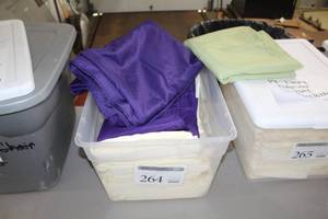 Lot of (22) Tablecloths 85x85 Polyester IvoryPurpleSage Green