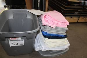 Lot of (24) Tablecloths 60x126 WhiteIvoryGrayNavyBluePink