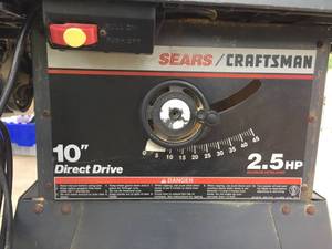 lot 22 image: 10 Inch Direct Drive Craftsman Table Saw