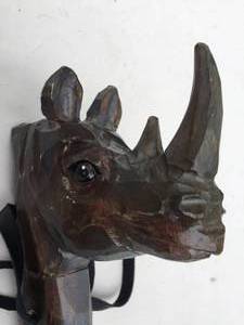 lot 120 image: Carved Rhino  Head Walking Stick