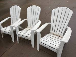 lot 124 image: Three Stacking Resin Chairs