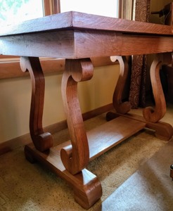 lot 311 image: Beautiful Antique Oak Library Table and Chair