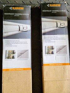 lot 78 image: Two Packs Of Gladiator Geartrack Channels & Hanging Storage Baskets