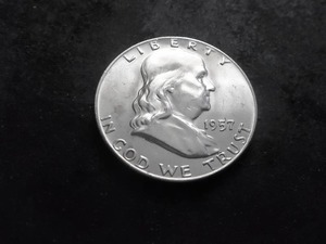 lot 91 image: 1957 D Franklin Half Dollar