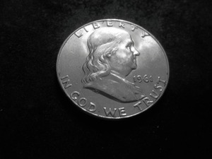 lot 99 image: 1961 D Franklin Half Dollar