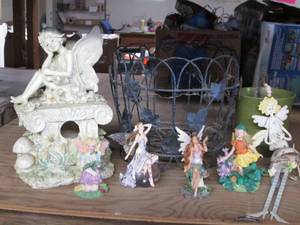 lot 44 image: Whimsical Fairies, Birdhouse, Figur...
