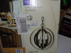 lot 71 image: Progress Lighting Equinox Antique Bronze Transitional Orb Pendant Light-Open Box
