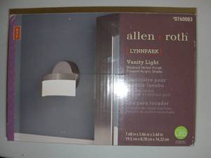 lot 74 image: allen  roth Lynnpark 1-Light Nickel ModernContemporary Vanity Light-Open Box