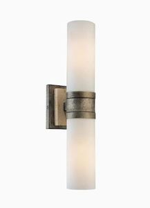 lot 72 image: Minka Lavery Compositions 4.25-in W 2-Light Aged Patina Iron Transitional Wall Sconce-Open Box