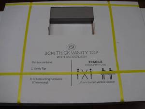 lot 3 image: 31 x 22 x 3CM Quartz Vanity Top w Backsplash - 8 Faucet Holes - Sink 2004 Cutout - Undermount - Konkurito - KONK, Retails $711.74-New