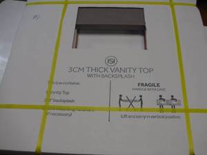 lot 4 image: 25 x 22 x 3CM Quartz Vanity Top w Backsplash - Single Faucet Hole  - Sink 2015 Cutout - Undermount - Konkurito - KONK-New