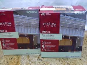 lot 21 image: Holiday Living 300-Count Constant White Mini Incandescent Plug-In Christmas Icicle Lights SKU 0003752 Retails $12.98 (Qty2)-New