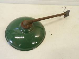 lot 81 image: Vintage Green Porcelain  Enamel Barn Light Fixture