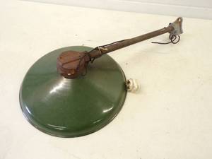 lot 82 image: Vintage Green Porcelain  Enamel Barn Light Fixture