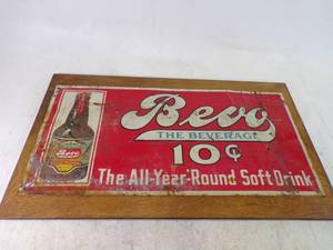 lot 105 image: Rare Prohibition Drink Sign Budweiser Brewing Co. Bevo