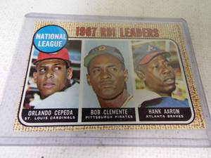 lot 108 image: 1968 Topps 1967 RBI Clemente and Aaron