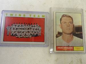 lot 111 image: 1961 Topps Jack Kralick Pitched MN first No Hitter and 1964 MN Team Card