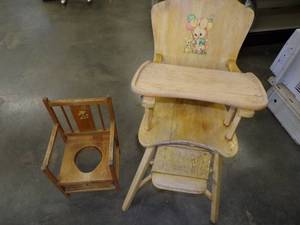 lot 163 image: Vintage High Chair and Potty Chair
