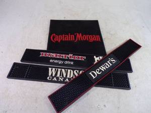 lot 177 image: 4 Bar mats, Captain Morgan, Dewars, and more