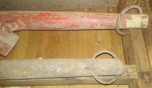 Wood eveners, yokes (2), gate and primitive vice sleeper lot