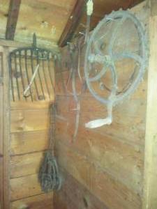 Gopher traps, hay hooks (2), wheel & more