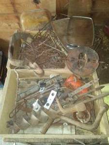 2 crates of Metal Goodies, old Electric fencer