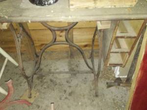Wood chairs, treadle, Sewing machine cabinet