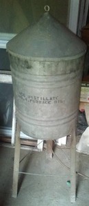 James Way fuel oil 5 gallon tank tri-pod, shut-off valve