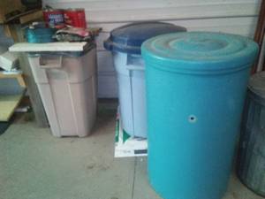 Hardware Plus 3 garbage cans.