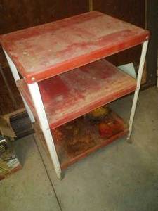 Vintage 3 tiered cart. Casters metal